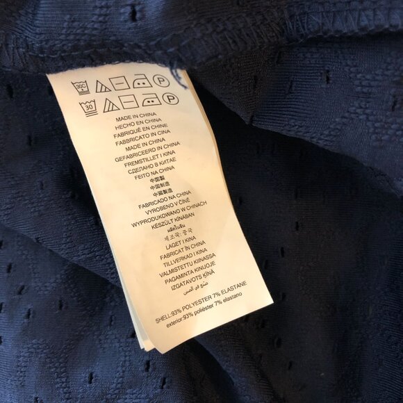 Michael Kors Womens Off Shoulder Blouse Eyelet Floral Navy Blue L - Picture 4 of 4